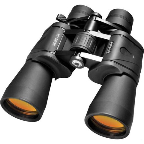 10-30x50mm Gladiator Zoom Ruby Lens Porro BK-7 Prism Binoculars, Black