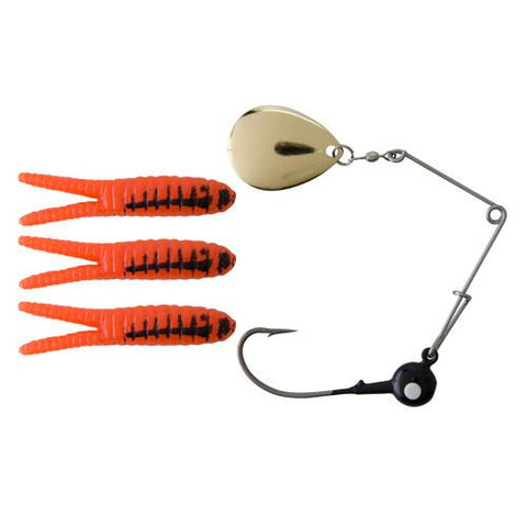Beetle Spin Nickel Blade Hard Bait - 1 1-2" Length, Size 8 Hook, 1 Hook, Fire Orange Crawfish, Per 3