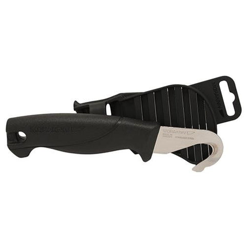 Belly Opener - 2.6" Blade, Plastic Handle, Black, w-Sheath