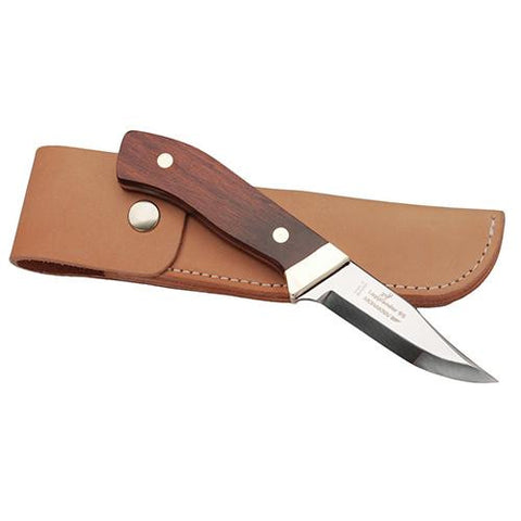 Forest Lapplander 95 - 3.7", Laminated Wood and Brass, w-Leather Sheath