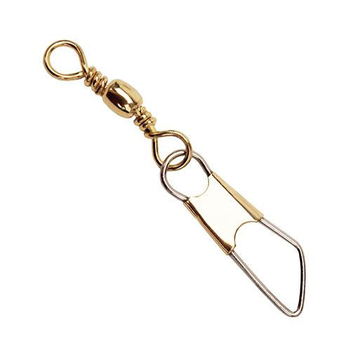 Brass Barrel Swivel w-Safety Snap - Size 14 (Per 7)