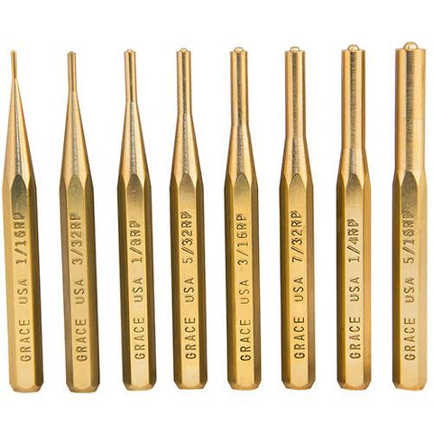 Brass Punch Set - Roll Pin, 8 Pieces