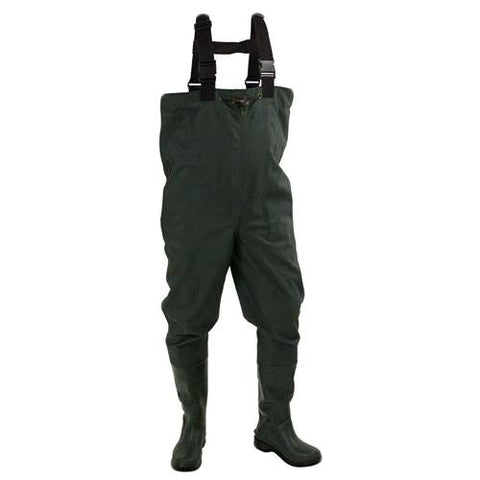 Chest Wader - Cascades 2 Ply Rubber Bootfoot, Cleated, Size 10, Dark Green