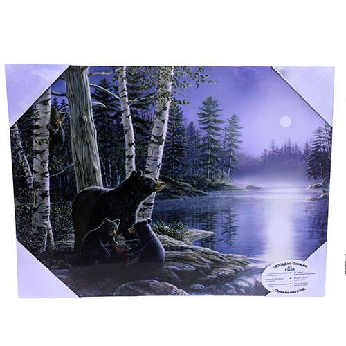 LED Wall Art - Bears and Moon, Size 16" x 12"