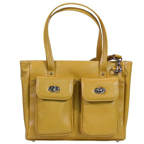 Cargo Pocket Cowhide Tote - Yellow