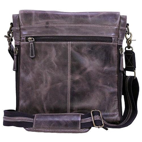 Buffalo Leather - Vertical Messenger Bag, Vintage Brown Distress