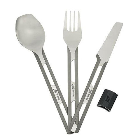 3 Piece Titanium Cutlery Set with Silicon Holder