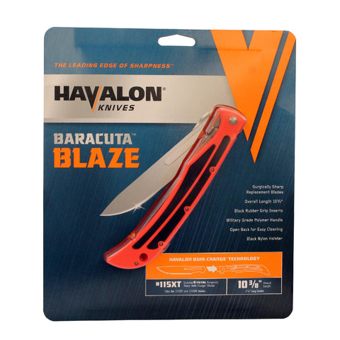 Baracuta Fitment - Blaze, 3 3-8" Drop Point Blade with Plain Edge and Nylon Sheath, Clam Package