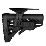 M4-AR-15 Stock with Adjustable Picatiiny Rail - Cheeck Riser, Battery Storage, and Rubber Buttpad, Black