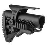 M4-AR-15 Stock with Adjustable Picatiiny Rail - Cheeck Riser, Battery Storage, and Rubber Buttpad, Black