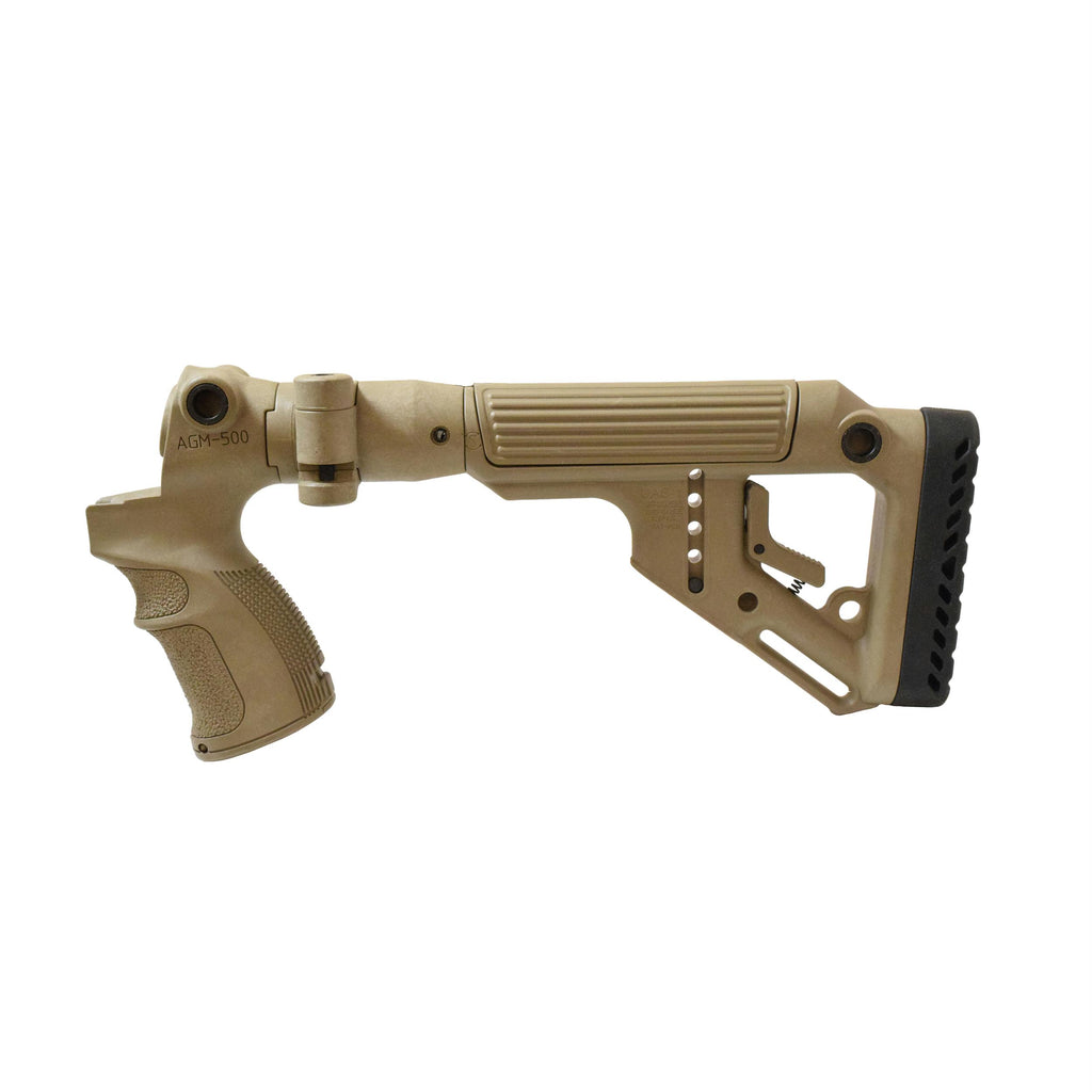 Tactical Folding Buttstock with Cheek Riser - Mossberg 500-590, Flat Dark Earth