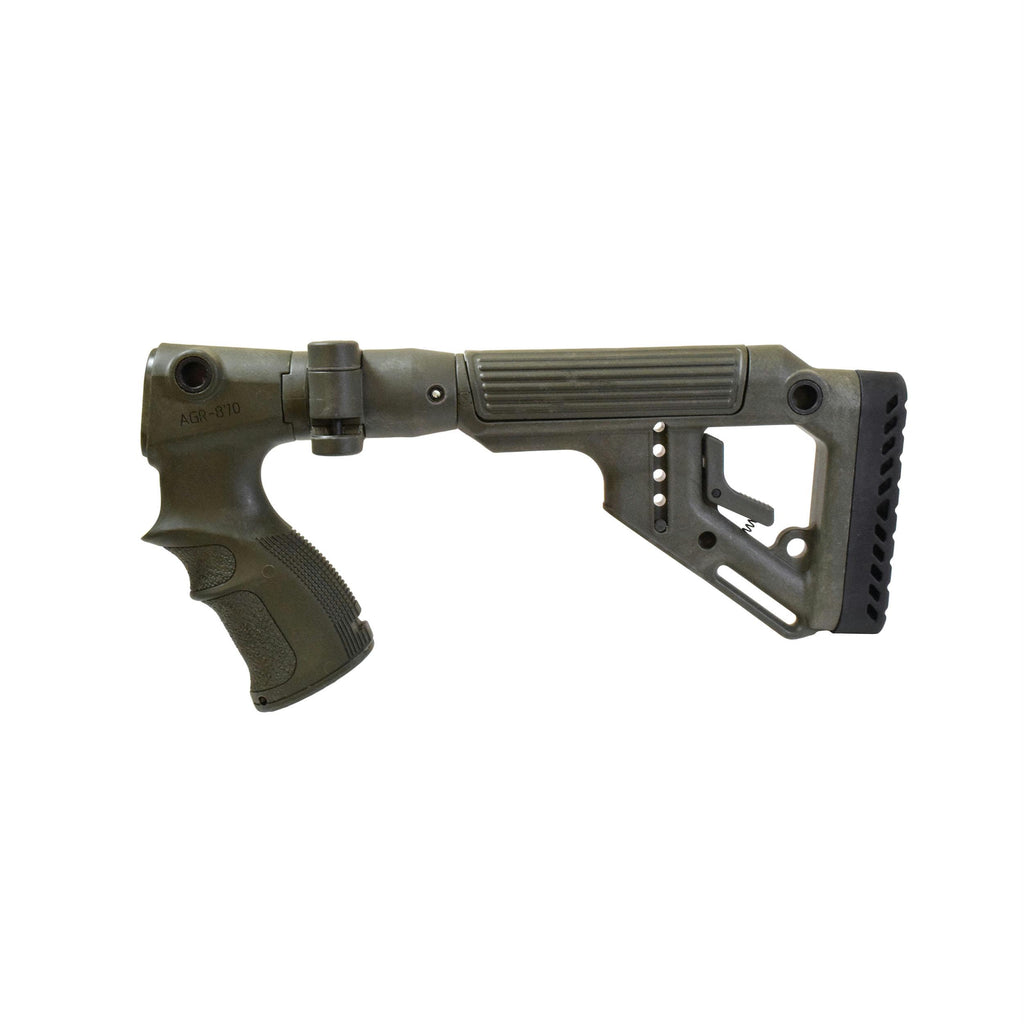 Tactical Folding Buttstock with Cheek Riser - Remington 870, Olive Drab Green