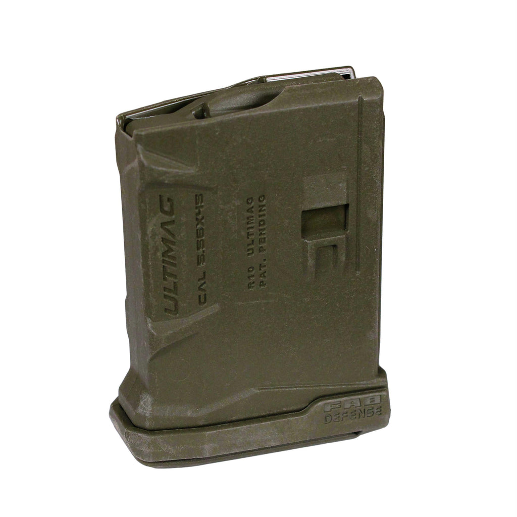M16-AR15 Polymer Magazine - 5.56x45mm-.223 Calibers, 10 Rounds, Olive Drab Green
