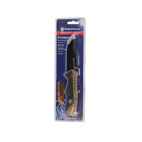 3.50" Blade and Spring Assisted Opening, Black-Flat Dark Earth Rubberized Handle