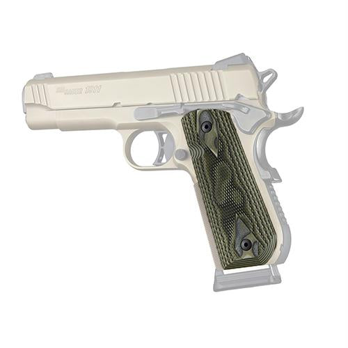 1911 Government Grips - Round Heel Checkered, Extreme Series G10, G-Mascus, Green