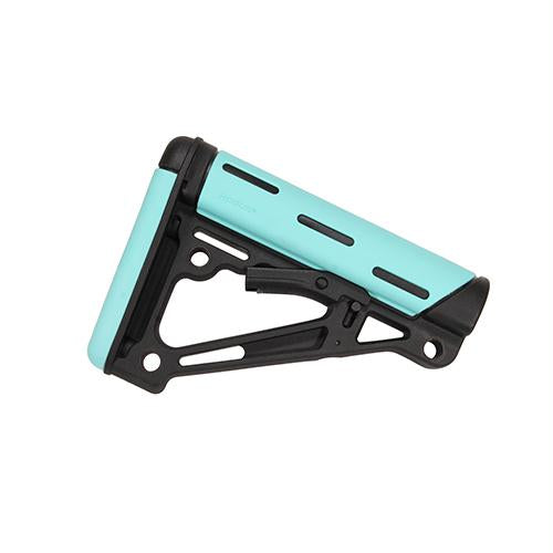 AR-15-M-16 OverMolded Collapsible Buttstock - Commercial Buffer Tube, Aqua Rubber