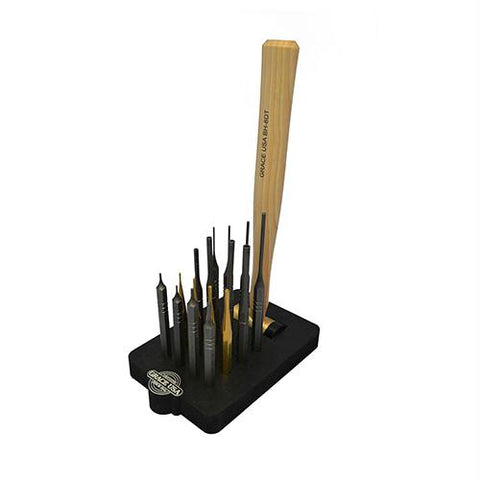 17 Piece AR 15 Punch & Hammer Set with Bench Block