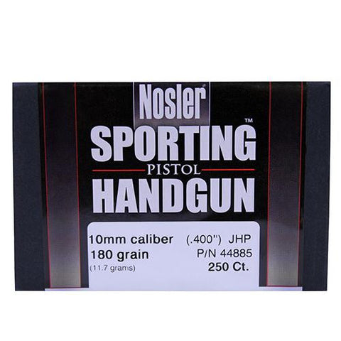 10mm Bullets - Sporting Handgun, 180 Grains, Jacketed Hollow Point, Per 250