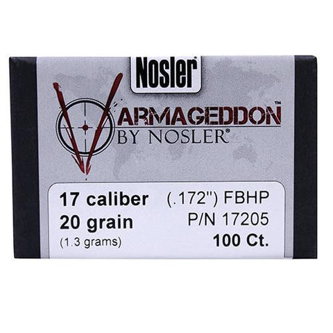 17 Caliber Bullets - Varmageddon, 20 Grains, Hollow Point Flat Base, Per 100