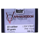 22 Caliber Bullets - Varmageddon, 55 Grains, Hollow Point Flat Base, Per 100