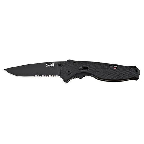 Flash II - Partially Serrated, Black TiNi, Clam Pack