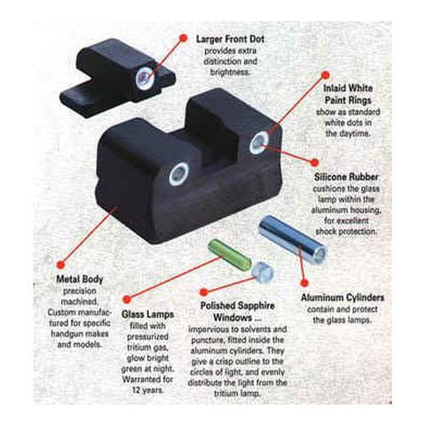 Glock - High Rear, 3 Dot Front & Rear Night Sight Set