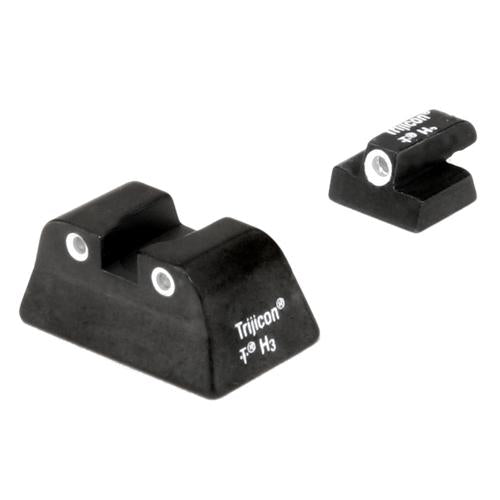 Smith & Wesson Bright and Tough 3 Dot Night Sight Set - 3904-3906-6904-6906, Green Front and Fixed Rear Lamps