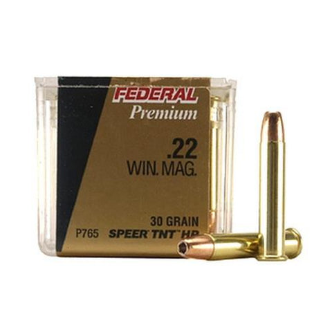 22 Winchester Magnum - Premium V-Shok, 30 Grains, Speer TNT Jacketed Hollow Point, Per 50