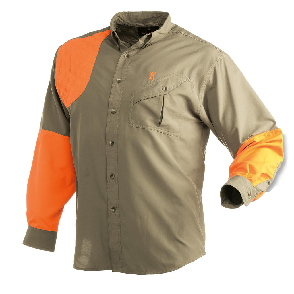 Cross Country Upland Long Sleeve Shirt - Khaki-Blaze, Large