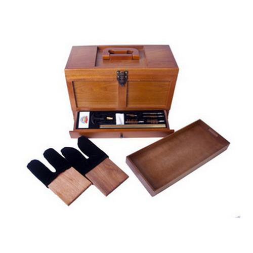 Wooden Toolbox with Universal Gun Cleaning Kit - 17 Piece