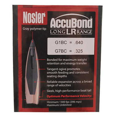 30 Caliber Bullets - AccuBond Long Range, 190 Grains, Spitzer Point, Per 100