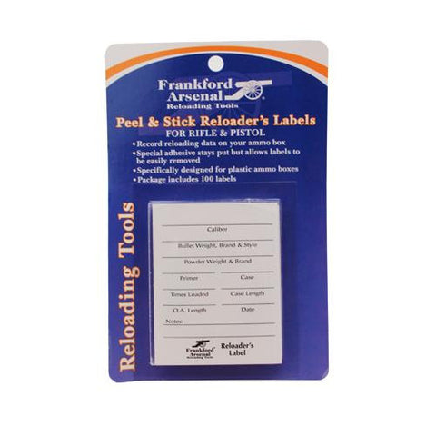 Pistol and Rifle Reloader's Labels 100 Pack