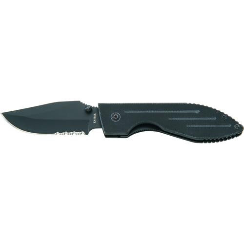 Warthog Folder - II, Black Clip, Serrated Edge (Clam Pack)