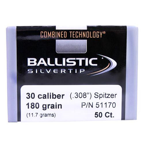 30 Caliber Bullets - Ballistic Silvertip Hunting, 180 Grains, Ballistic Silvertip Boat Tail, Per 50