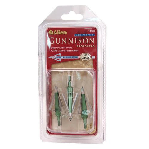 Broadheads - Gunnison 3 Blade, 1 3-16" Cutting Diameter, .027" Thickness, 100 Grains, Per 3