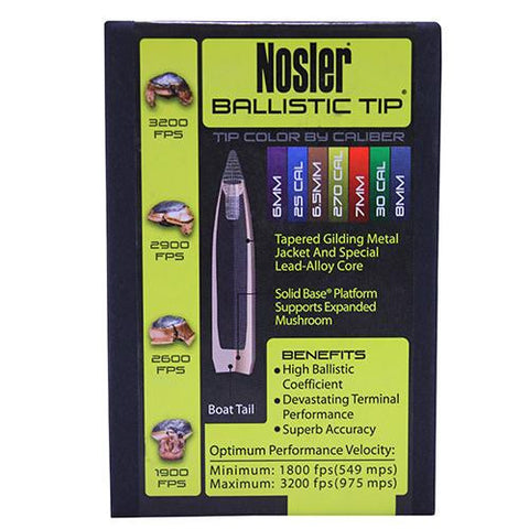 30 Caliber Bullets - Ballistic Tip Hunting, 180 Grains, Spitzer, Per 50