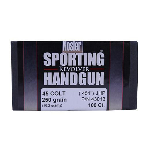 45 Caliber Bullets - Sporting Handgun, 250 Grains, Jacketed Hollow Point, Per 100