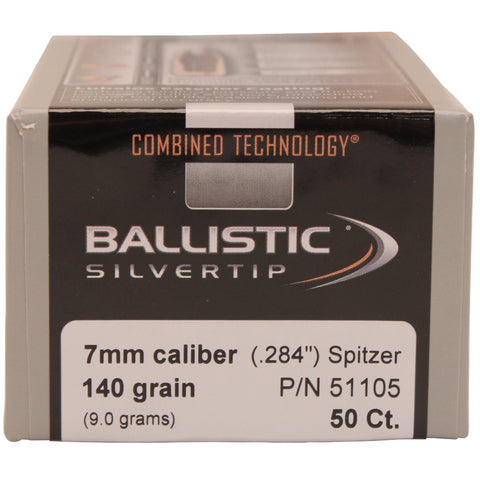 7mm Bullets - Ballistic Silvertip Hunting, 140 Grains, Ballistic Silvertip Boat Tail, Per 50