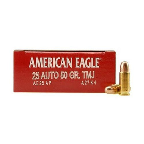 25 Automatic American Eagle, 50 Grains, Full Metal Jacket, Per 50