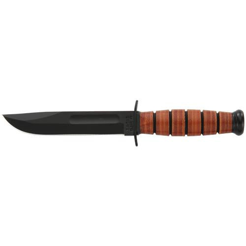 Short Ka-Bar, USMC - Straight Edge, Brown Leather Sheath