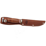 Stacked Leather Handled Hunter Knife - Deluxe Little Fin 7"