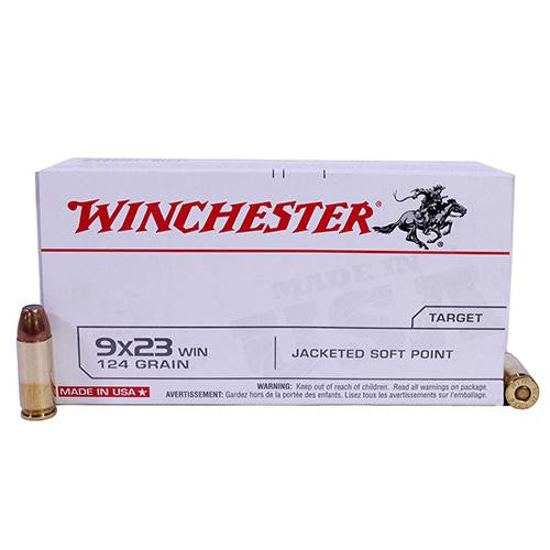 9x23 Winchester - USA, 124 Grains, Jacketed Soft Point, Per 50