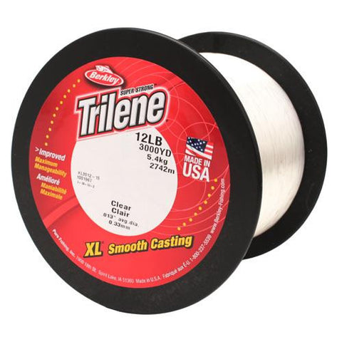 Trilene XL Monofilament Service Spool - 3000 Yards, 0.013" Diameter, 12 lb Breaking Strength, Clear