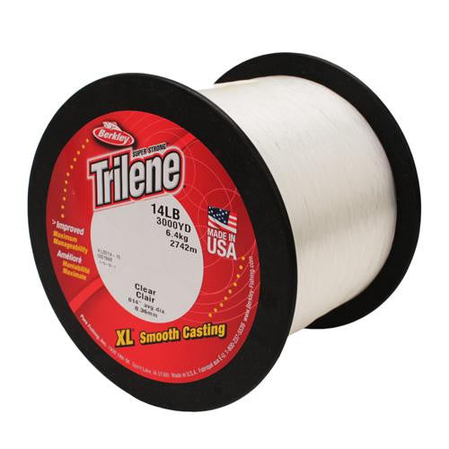 Trilene XL Monofilament Service Spool - 3000 Yards, 0.014" Diameter, 14 lb Breaking Strength, Clear