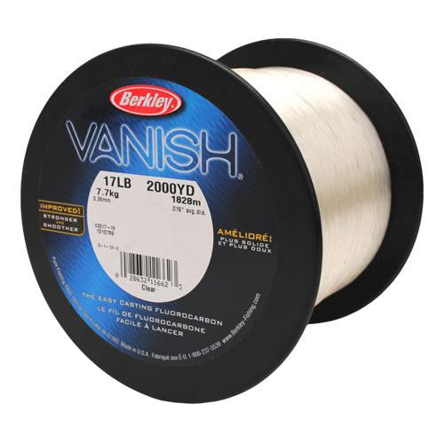 Vanish Fluorocarbon Line Spool - 2000 Yards, 0.015" Diameter, 17 lb Breaking Strength, Clear