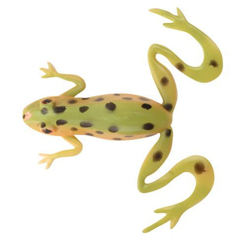 PowerBait Kicker Frog Soft Bait, 4" Length, Leopard Frog, Per 3