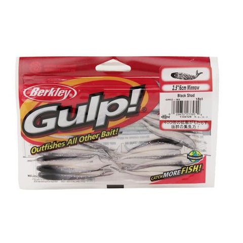 Gulp! Minnow Soft Bait - 2 1-2" Length, Black Shad, Per 18