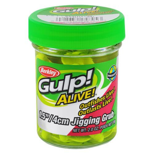 Gulp! Alive! Jigging Grub Soft Bait - 1 1-2" Length, Chartreuse