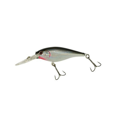 Flicker Shad Hard Bait - 2" Length, 9'-11' Swimming Depth, 2 Hooks, Black Silver, Per 1