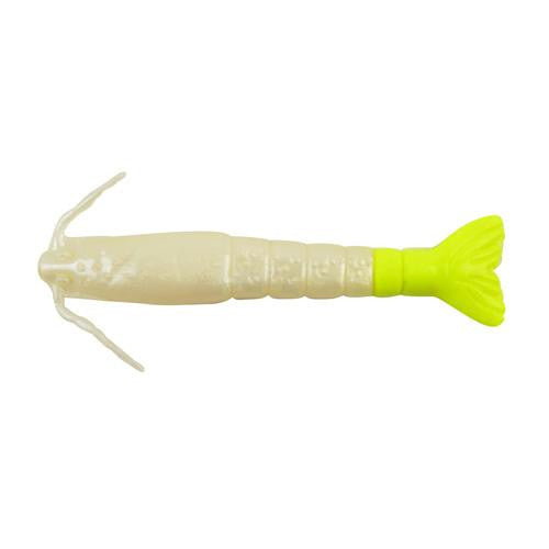 Gulp! Alive! Shrimp Soft Bait - 3" Length, Pearl White-Chartreuse